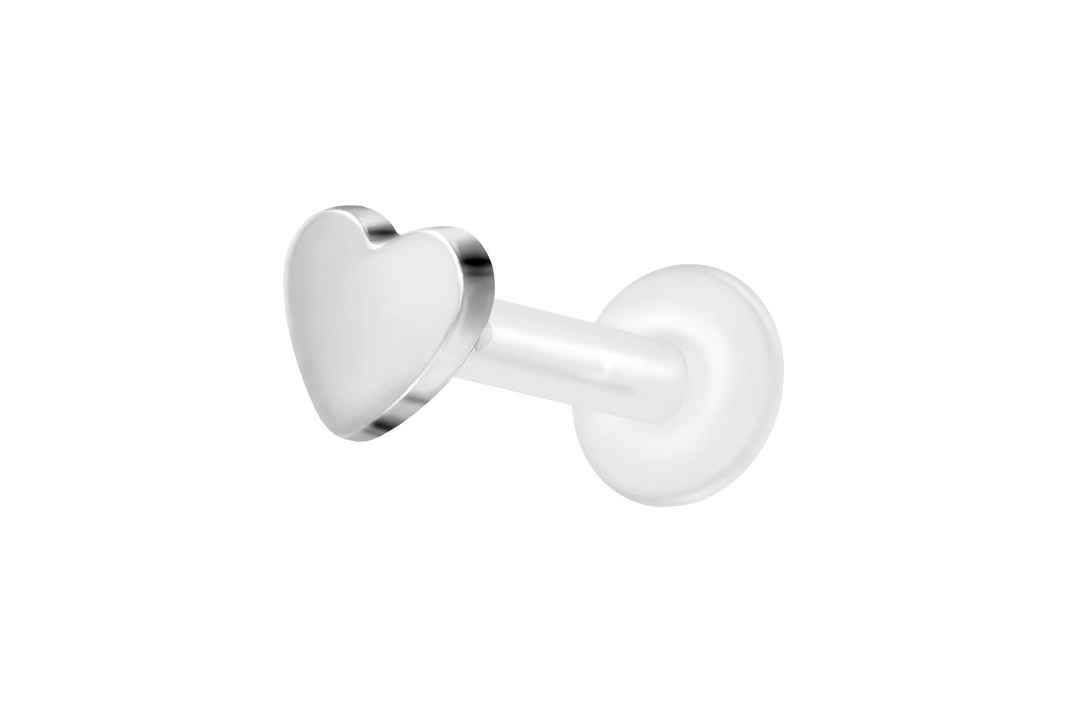 PTFE Labret Piercing mit Innengewinde + Titan-Aufsatz HERZ